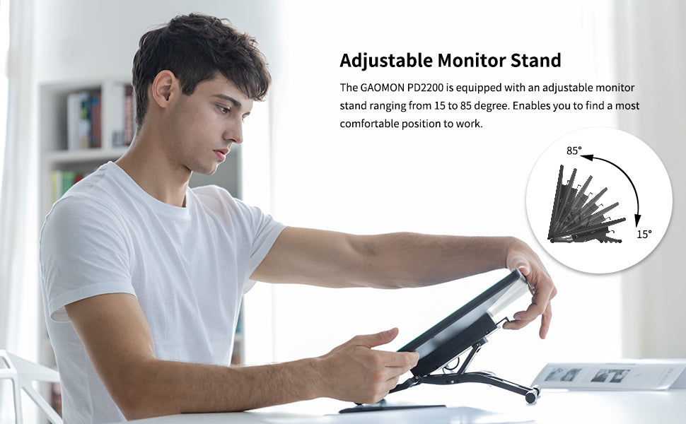 GAOMON Graphics Tablet PD2200 21.5 Inch Anti-Glare Screen Pen Display for Drawing with 8 Shortcut Keys Adjustable Stand Glove