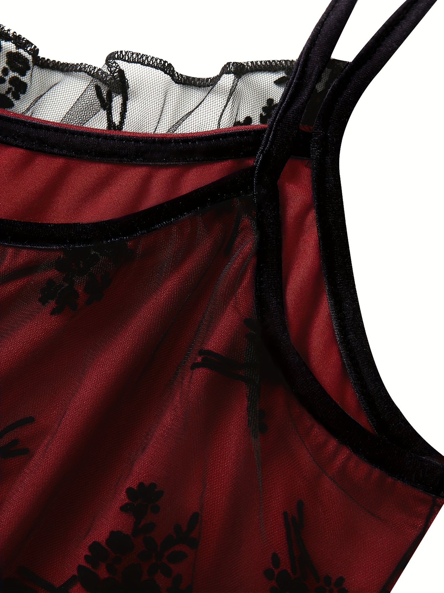 Women Dress, Low Cut Sleeveless Lace Edge Plant Leaves Stitch-work Suspender Camisole Dress