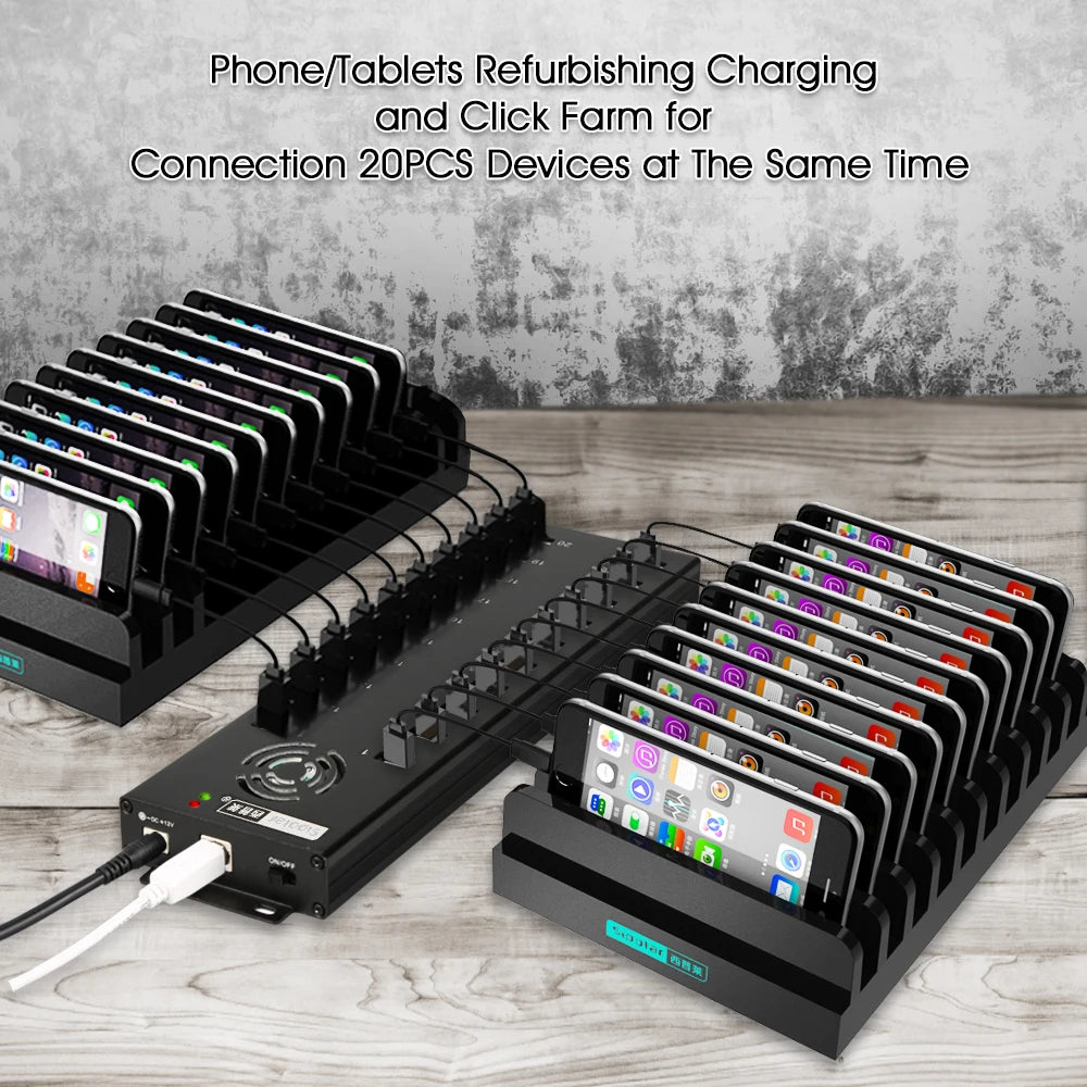 Sipolar a805p 20 Port USB 2.0 Mountable Charging and Data Hub with External Adapter 120W for Bitcoin Miners 3G 4G Modem