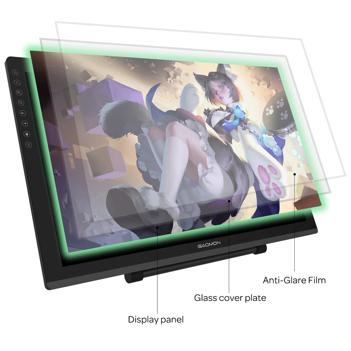 GAOMON Graphics Tablet PD2200 21.5 Inch Anti-Glare Screen Pen Display for Drawing with 8 Shortcut Keys Adjustable Stand Glove