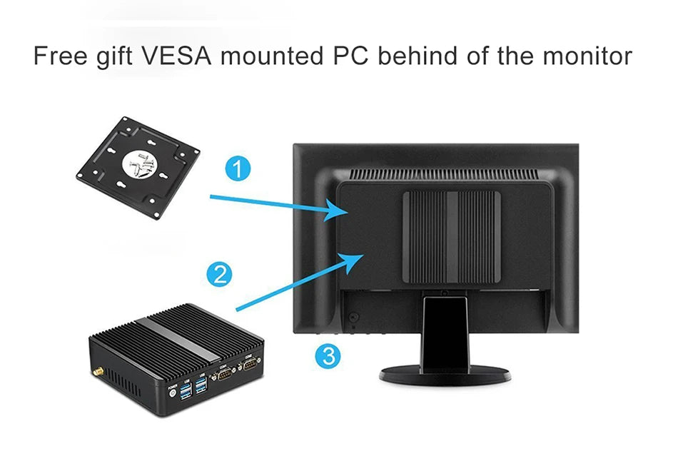 Industrial Fanless Mini PC Celeron J4125 Core i3-5005U Dual LAN 2*COM HDMI WIFI Windows 10 Nettop Office Computer minipc Desktop