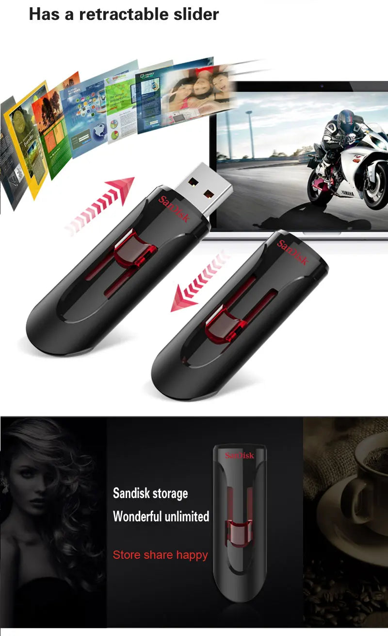 SanDisk USB Flash Drive USB 3.0 Pen Drive 512GB 256GB 128GB 64GB 32GB 16GB Pendrive Memory USB Stick Memoria Flash Disk Pendrive