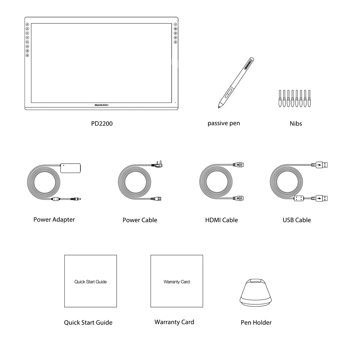 GAOMON Graphics Tablet PD2200 21.5 Inch Anti-Glare Screen Pen Display for Drawing with 8 Shortcut Keys Adjustable Stand Glove