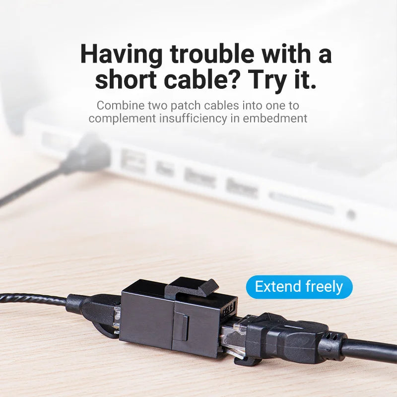 Vention RJ45 Connector Cat6 Cat5e Ethernet Cable Extender Adapter Female to Female Extension for Ethernet Cable RJ45 Coupler