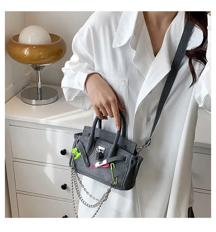 Vintage Distressed Denim Crossbody Bag 2025 Spring Summer Boho Chic Shoulder Purse for Women - Funny Ripped Designer Handbag