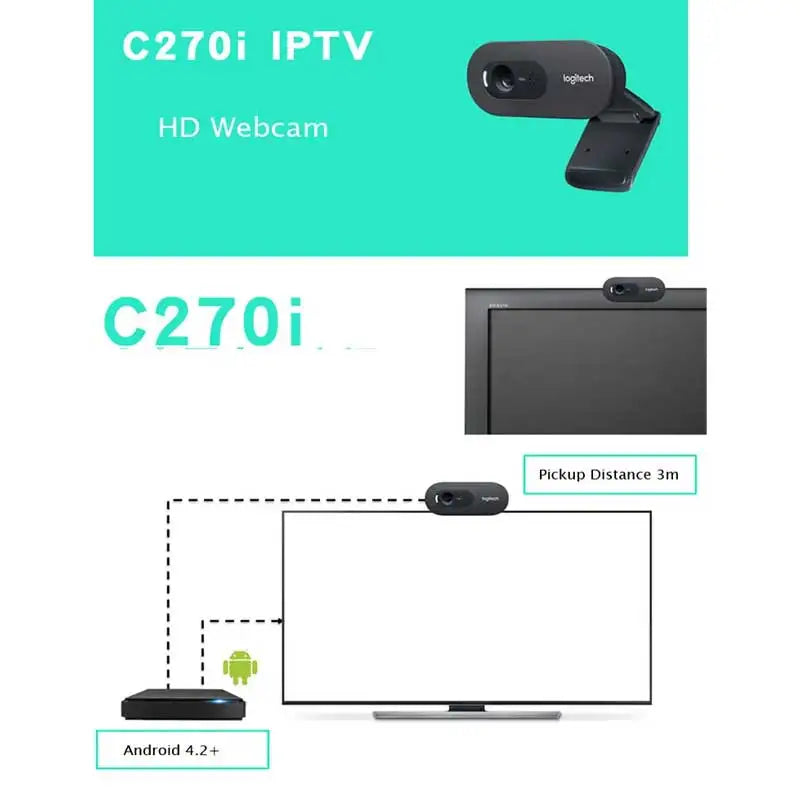 Logitech Webcam C270i HD Webcam 720P Network Built-in Microphone USB2.0 Webcam Chat Camera mini camera Webcam for pc