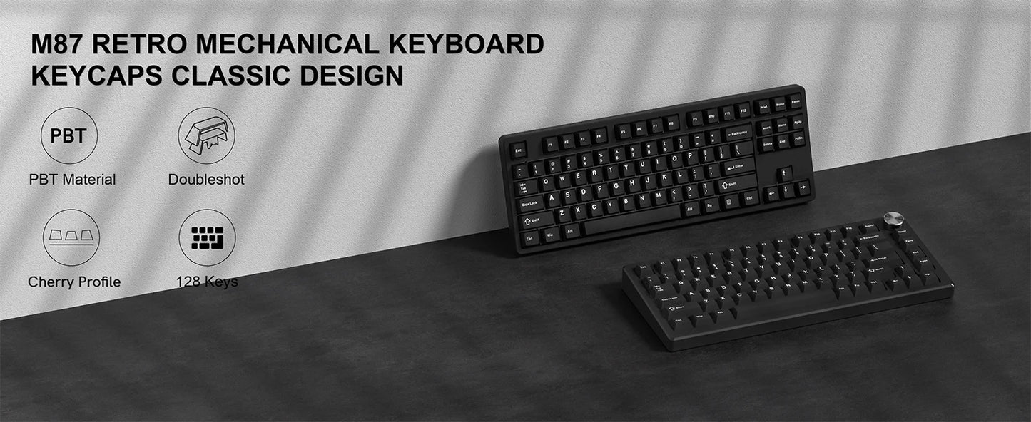 Womier 122 Keys Retro Black PBT Keycap Double Shot Cherry Profile Key caps for Cherry MX Switches Mechanical Gamer Keyboard
