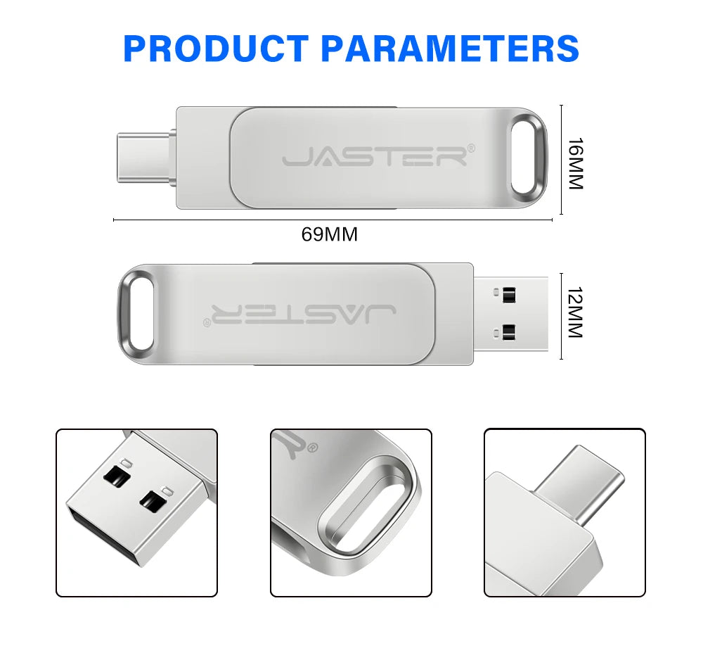 2 in 1 Otg TYPE-C USB-C Flash Pen Drive Metal Memory Stick Usb 2.0 Flash Disk 64G 2tb USB2.0 Dual C Pendrive flash drive 128gb