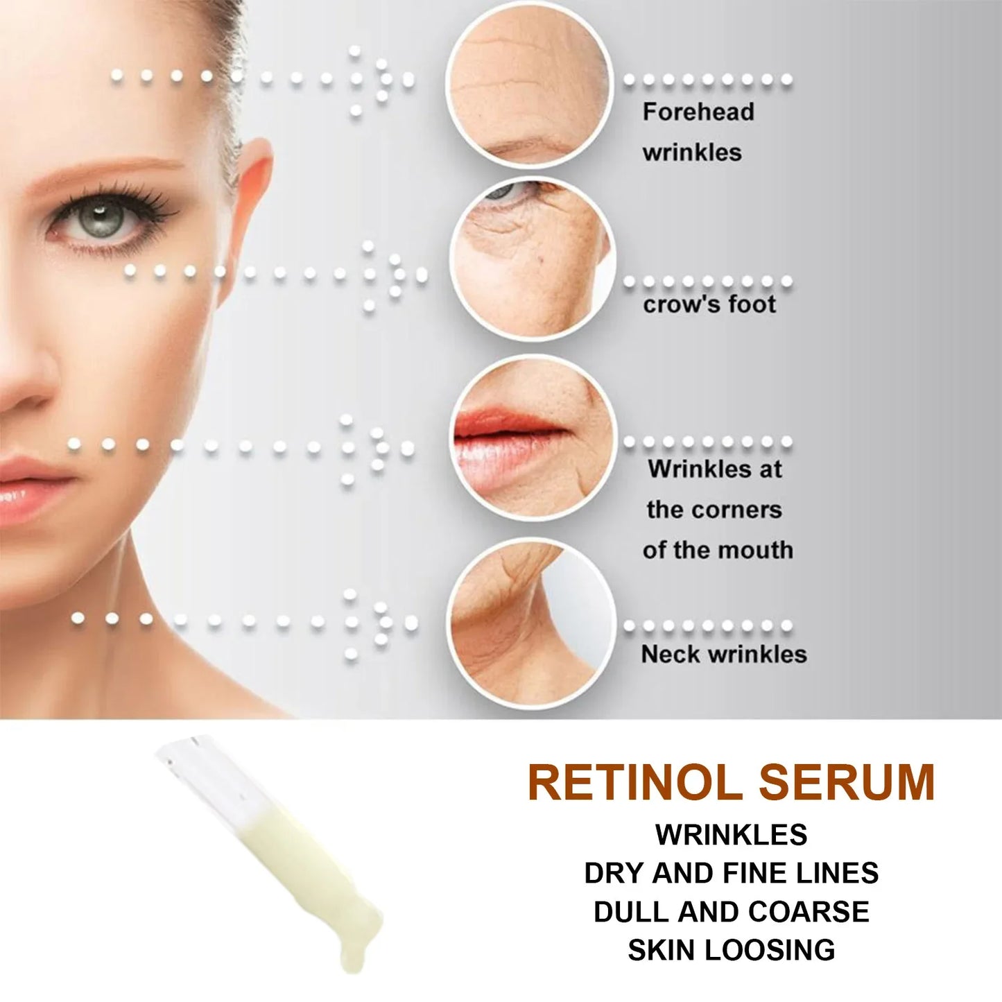 Retinol Anti Age Serum Anti-wrinkle Collagen Lifting Essence Lighten Fine Line Spots Brightening Moisturizing Facial Care
