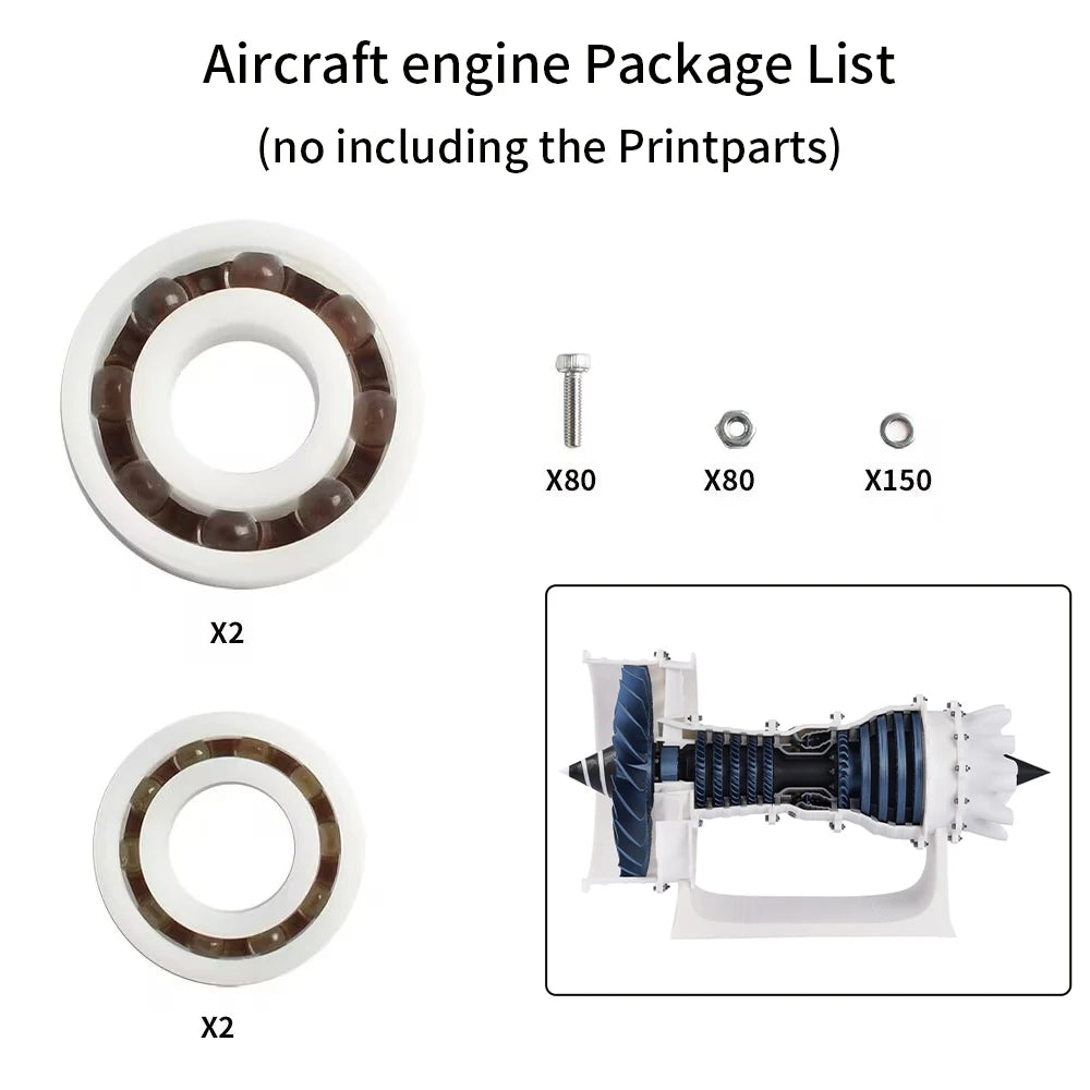 For Bambu Lab Aircraft engine/LED Light/Marble Track/Three-axis Tourbillon 3D Print Parts Model Kit 3d Printer Parts