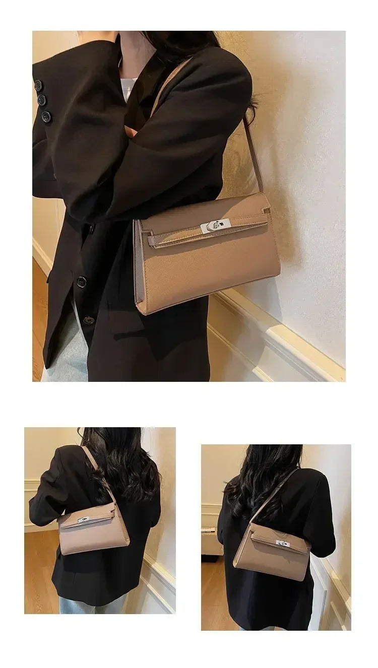 2025 New Designer Shoulder Bag Genuine Leather Crossbody Purse for Women Fashion Casual Office Handbag with Gold Chain Strap