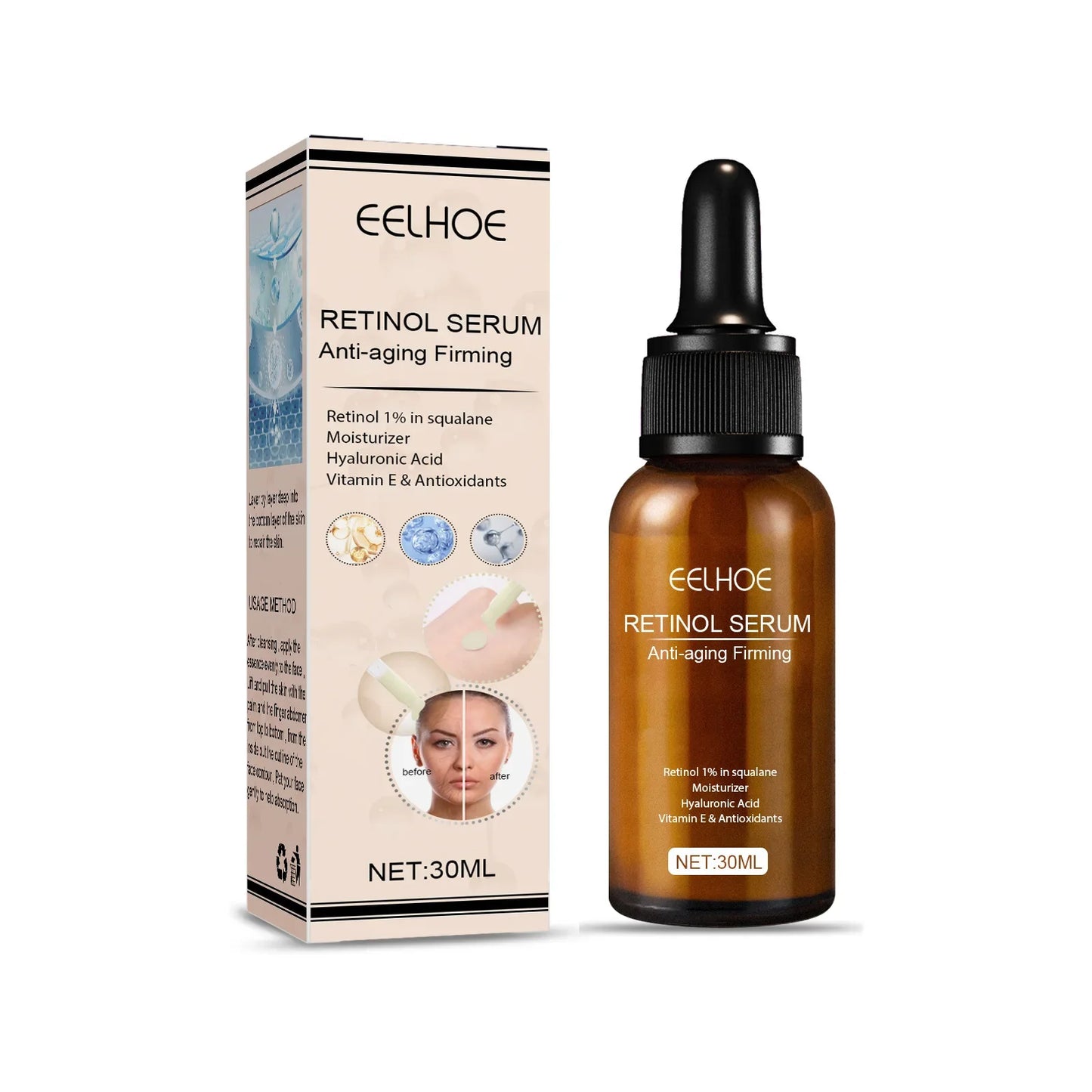 Retinol Anti Age Serum Anti-wrinkle Collagen Lifting Essence Lighten Fine Line Spots Brightening Moisturizing Facial Care