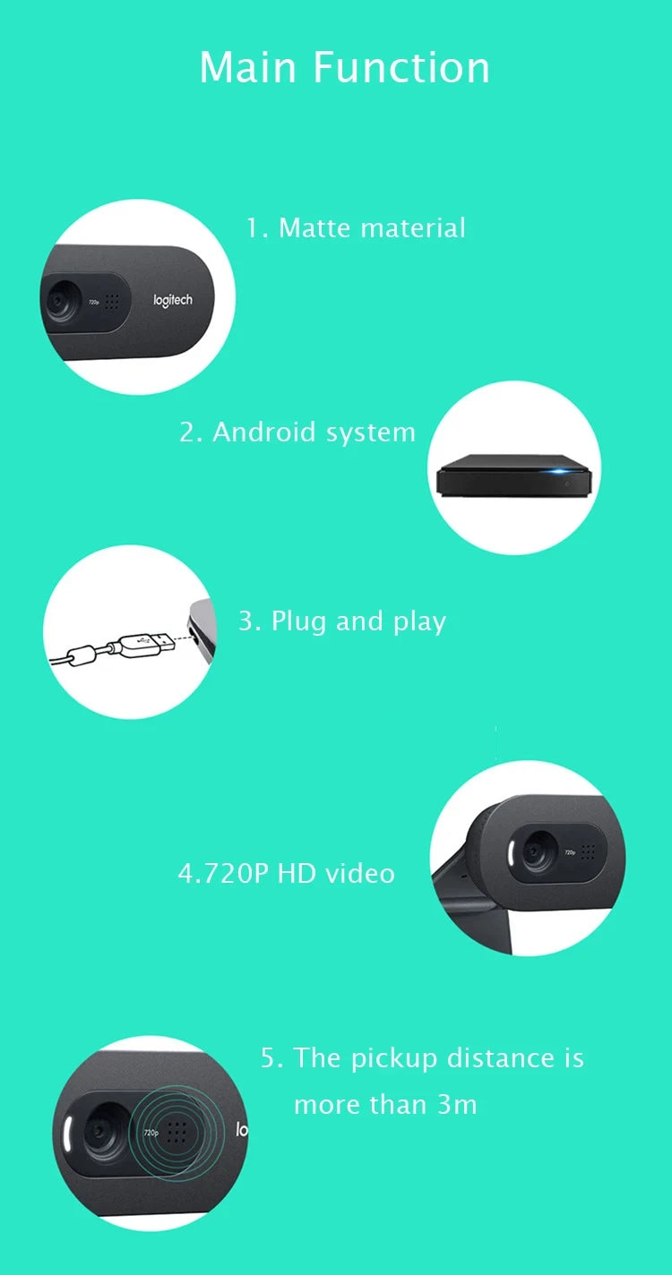 Logitech Webcam C270i HD Webcam 720P Network Built-in Microphone USB2.0 Webcam Chat Camera mini camera Webcam for pc