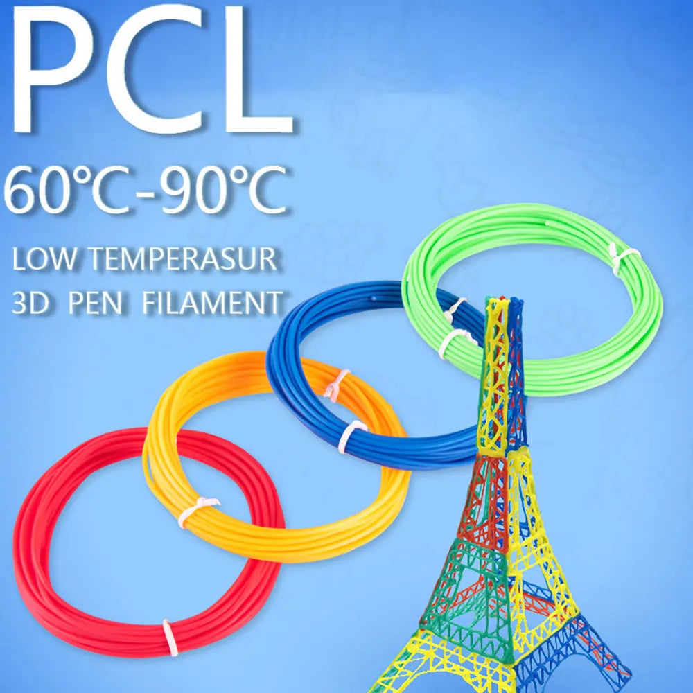PCL Low Temperature 3D Pen Filament 1.75MM,Suitable For Low Temperature Children's 3D Pen, Bright Colors,Odorless and smokeless