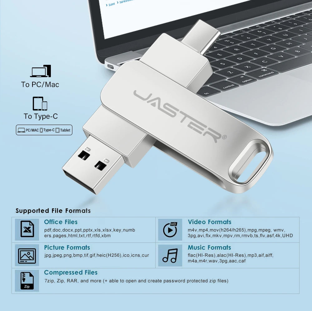 2 in 1 Otg TYPE-C USB-C Flash Pen Drive Metal Memory Stick Usb 2.0 Flash Disk 64G 2tb USB2.0 Dual C Pendrive flash drive 128gb