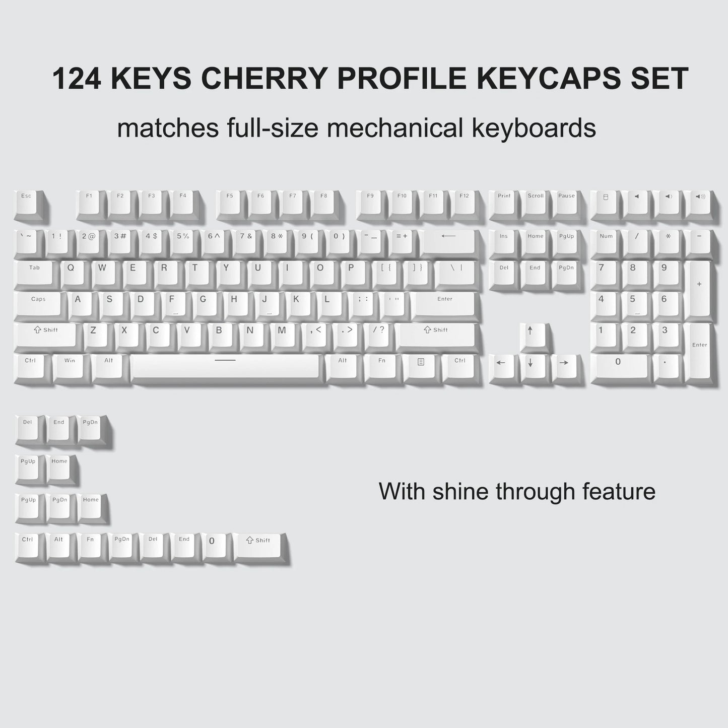 Womier 122 Keys Retro Black PBT Keycap Double Shot Cherry Profile Key caps for Cherry MX Switches Mechanical Gamer Keyboard