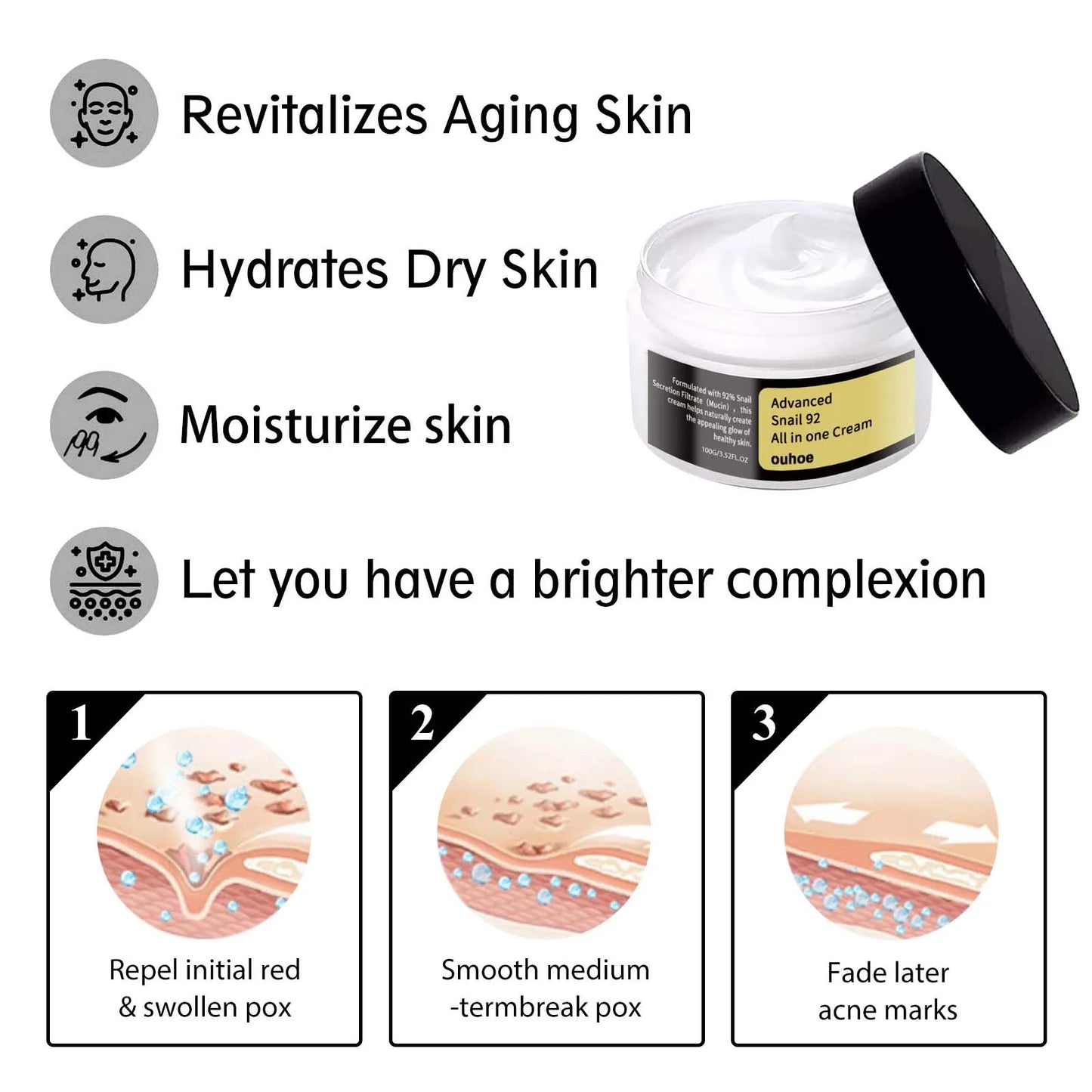 Advanced Snail Face Serum Cream Moisturizer Anti A-ging Face Lifting Firming Nourishing Repair Snail Cream Smooth Skin Care