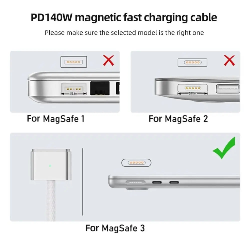 Laptop USB Type-C to Magsafe 3 Converter Magnetic PD 100W Charging Cable Adapter Indicator Light for MacBook Air/Pro 14 16