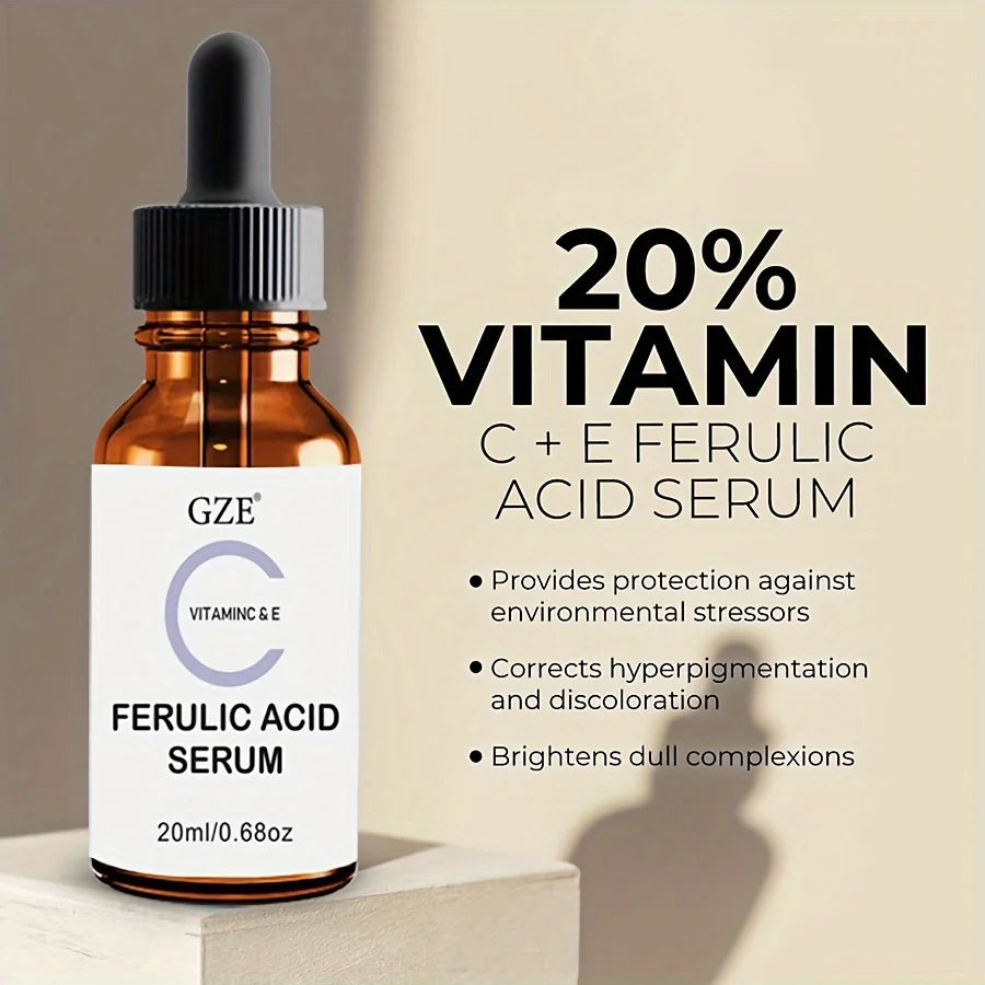 GZE Ferulic Facial Serum with Vitamin C, Vitamin E, & Absorbic Acid - Make you looks Younger, Skin Brightening Face Essence