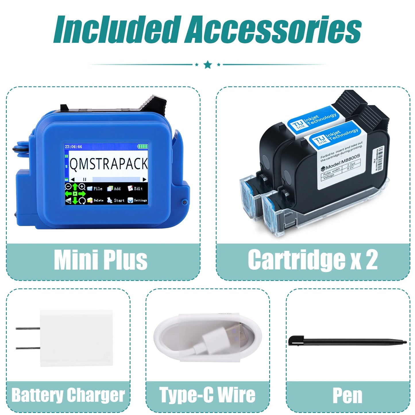 Mini Handheld Inkjet Printer with Fast-Drying Ink for Text QR Barcode Batch Number Logo Date Label Portable Coder Non-encrypted