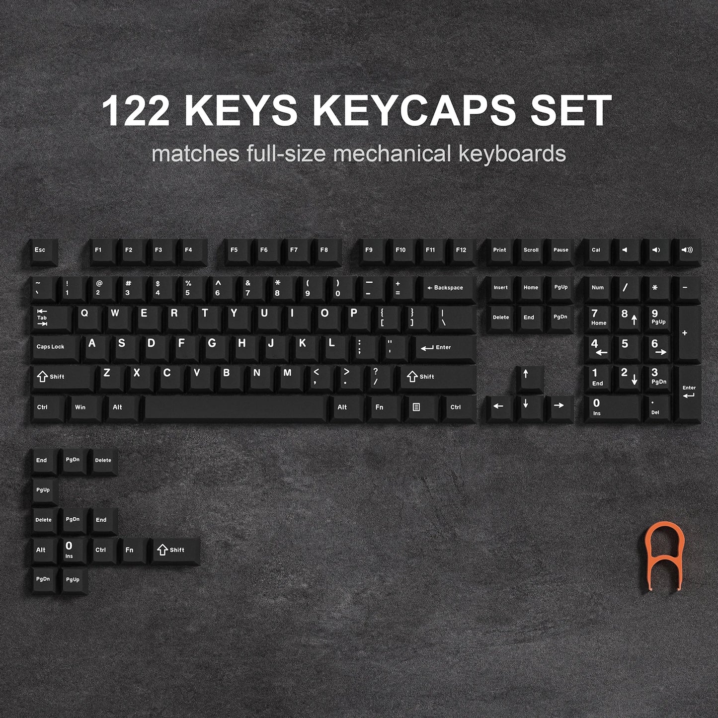 Womier 122 Keys Retro Black PBT Keycap Double Shot Cherry Profile Key caps for Cherry MX Switches Mechanical Gamer Keyboard