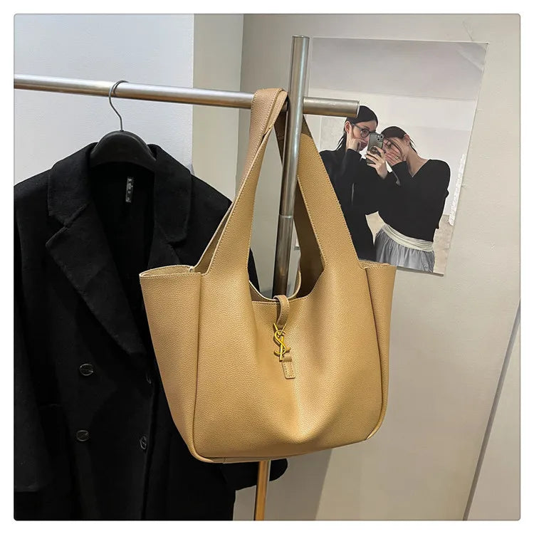 Luxury Shoulder Bag for Women 2025 - Minimalist Solid Color Tote, Spacious PU Leather Crossbody Purse, Elegant Underarm Handbag