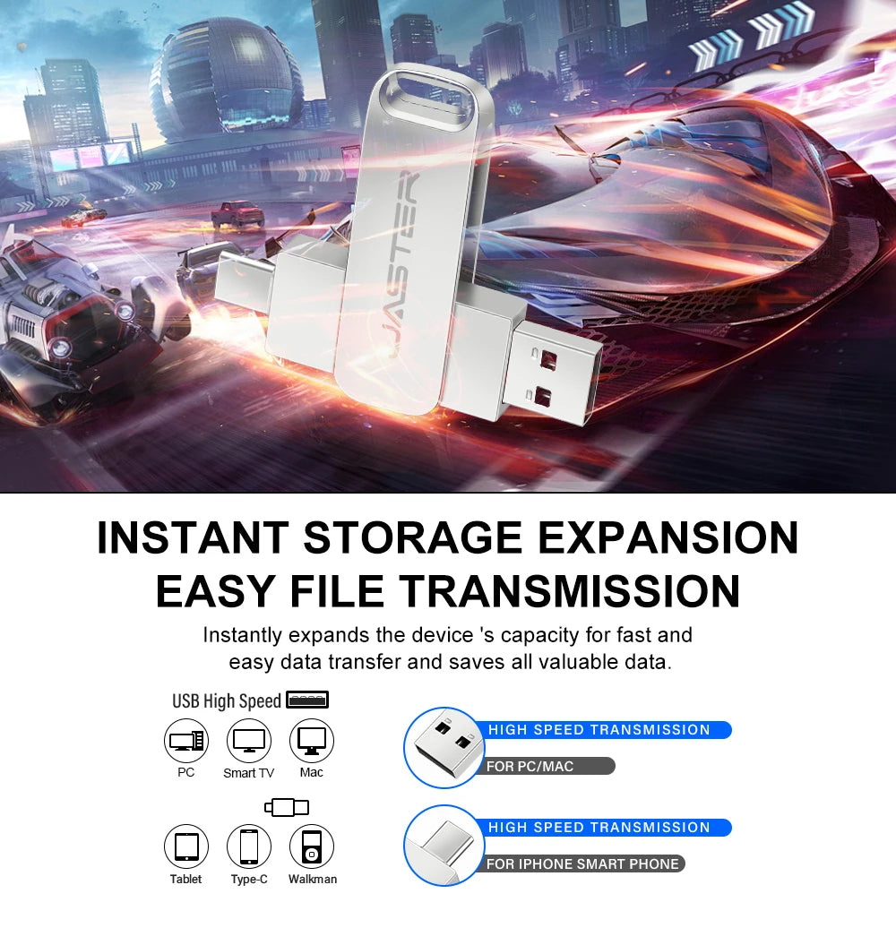 2 in 1 Otg TYPE-C USB-C Flash Pen Drive Metal Memory Stick Usb 2.0 Flash Disk 64G 2tb USB2.0 Dual C Pendrive flash drive 128gb
