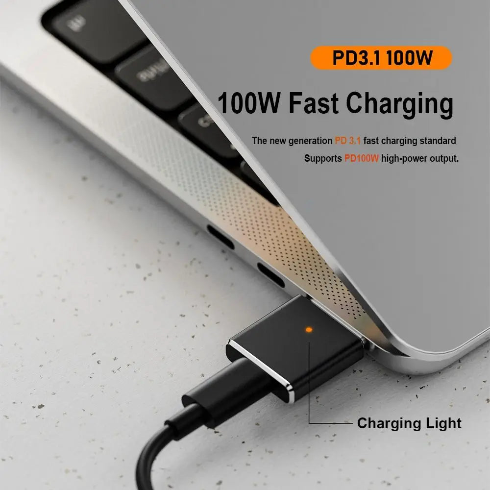 Laptop USB Type-C to Magsafe 3 Converter Magnetic PD 100W Charging Cable Adapter Indicator Light for MacBook Air/Pro 14 16