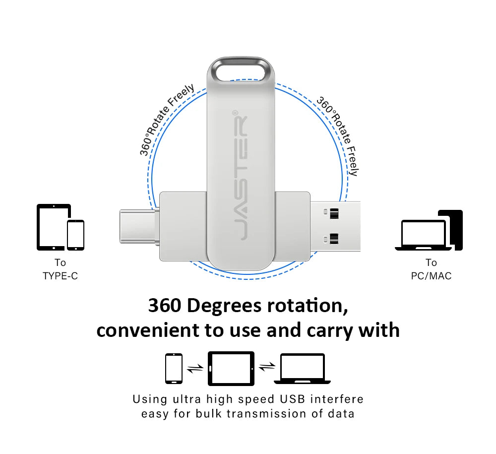 2 in 1 Otg TYPE-C USB-C Flash Pen Drive Metal Memory Stick Usb 2.0 Flash Disk 64G 2tb USB2.0 Dual C Pendrive flash drive 128gb