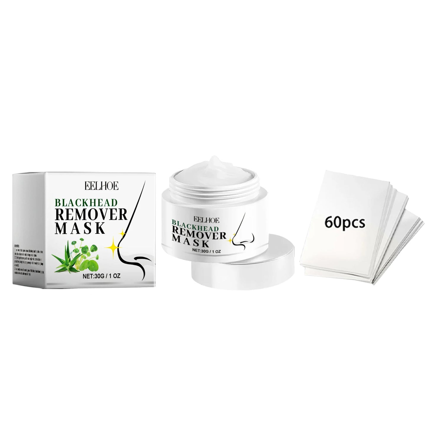 Blackhead Remover Nose Mask Deep Cleaning Shrink Pores Black Head Remove Stickers Peeling Black Head Strips Face Skin Care 60pcs