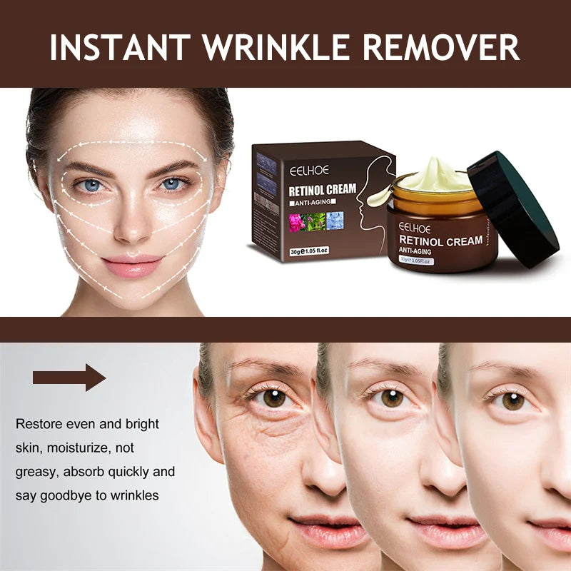 Retinol Anti Wrinkle Face Cream Set Anti-Aging Firming Lifting Fade Fine Line Serum Smooth Skin Whitening Moisturizing Skin Care