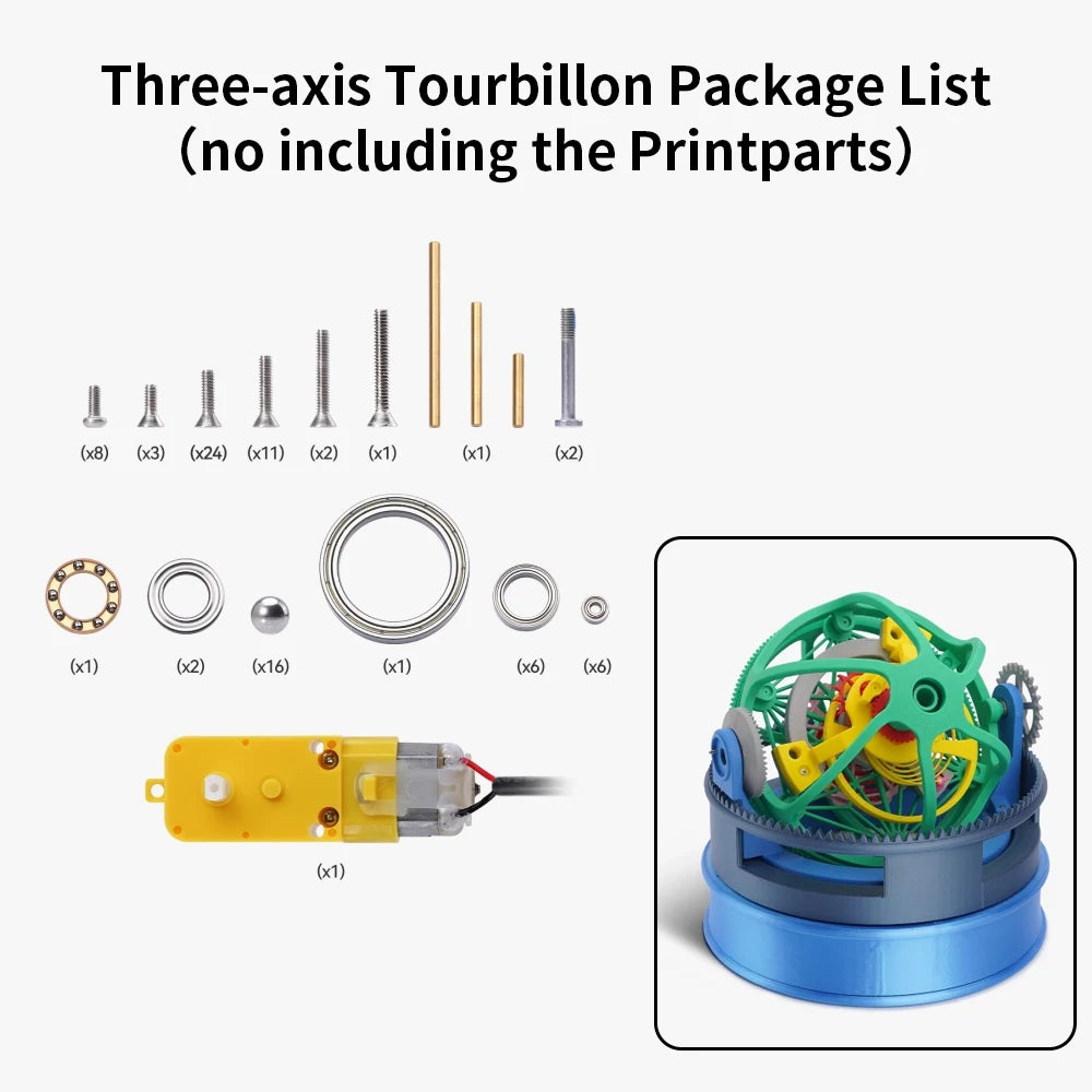 For Bambu Lab Aircraft engine/LED Light/Marble Track/Three-axis Tourbillon 3D Print Parts Model Kit 3d Printer Parts