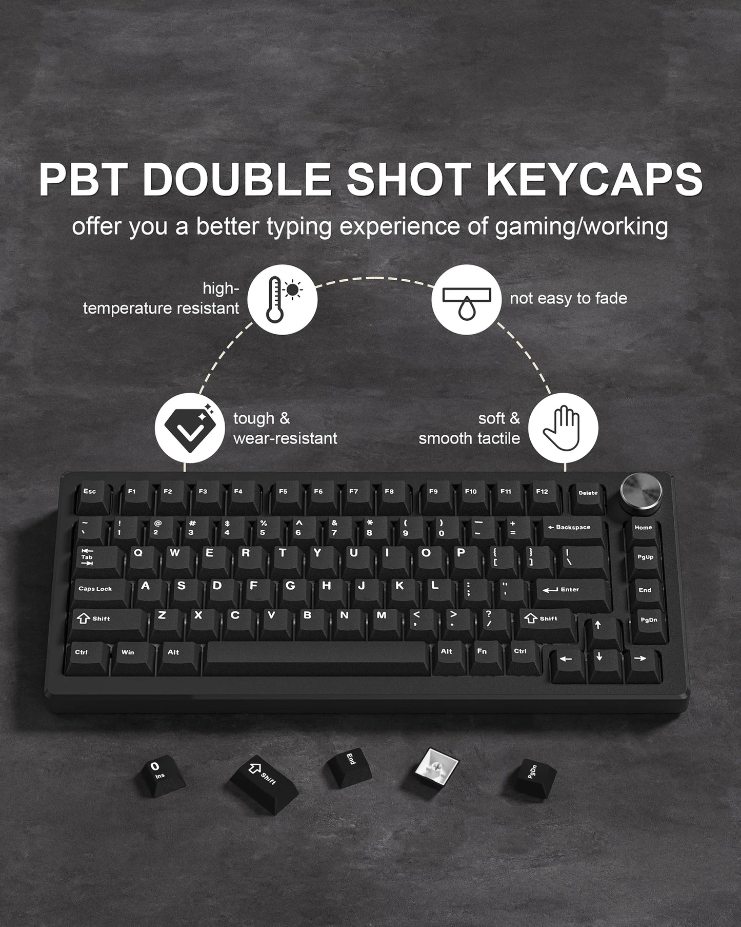 Womier 122 Keys Retro Black PBT Keycap Double Shot Cherry Profile Key caps for Cherry MX Switches Mechanical Gamer Keyboard