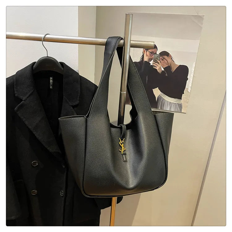 Luxury Shoulder Bag for Women 2025 - Minimalist Solid Color Tote, Spacious PU Leather Crossbody Purse, Elegant Underarm Handbag