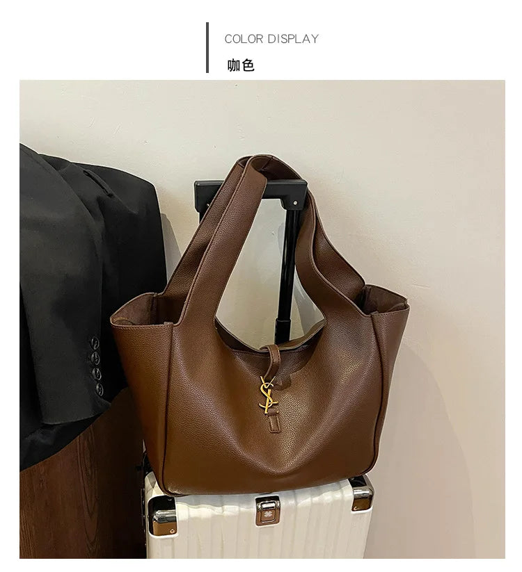 Luxury Shoulder Bag for Women 2025 - Minimalist Solid Color Tote, Spacious PU Leather Crossbody Purse, Elegant Underarm Handbag