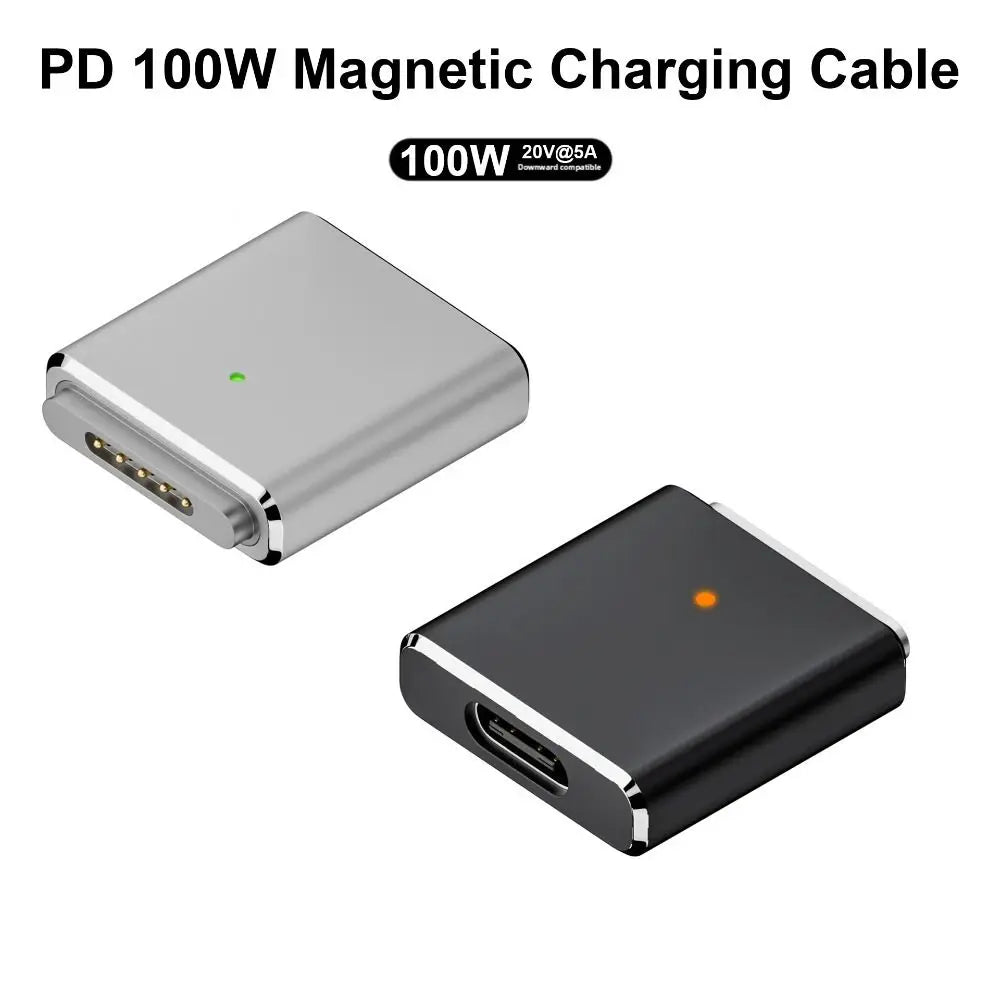 Laptop USB Type-C to Magsafe 3 Converter Magnetic PD 100W Charging Cable Adapter Indicator Light for MacBook Air/Pro 14 16