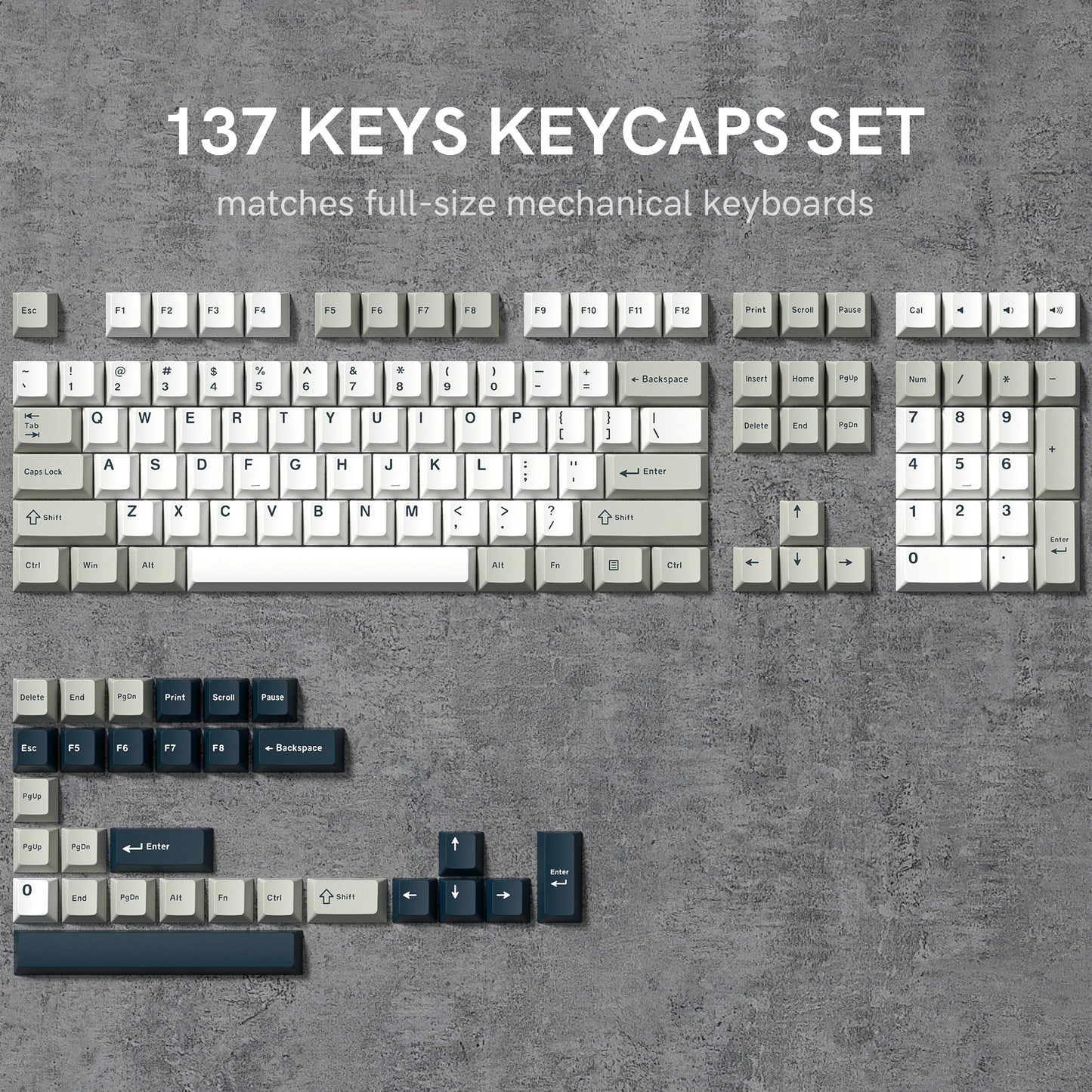 Womier 122 Keys Retro Black PBT Keycap Double Shot Cherry Profile Key caps for Cherry MX Switches Mechanical Gamer Keyboard