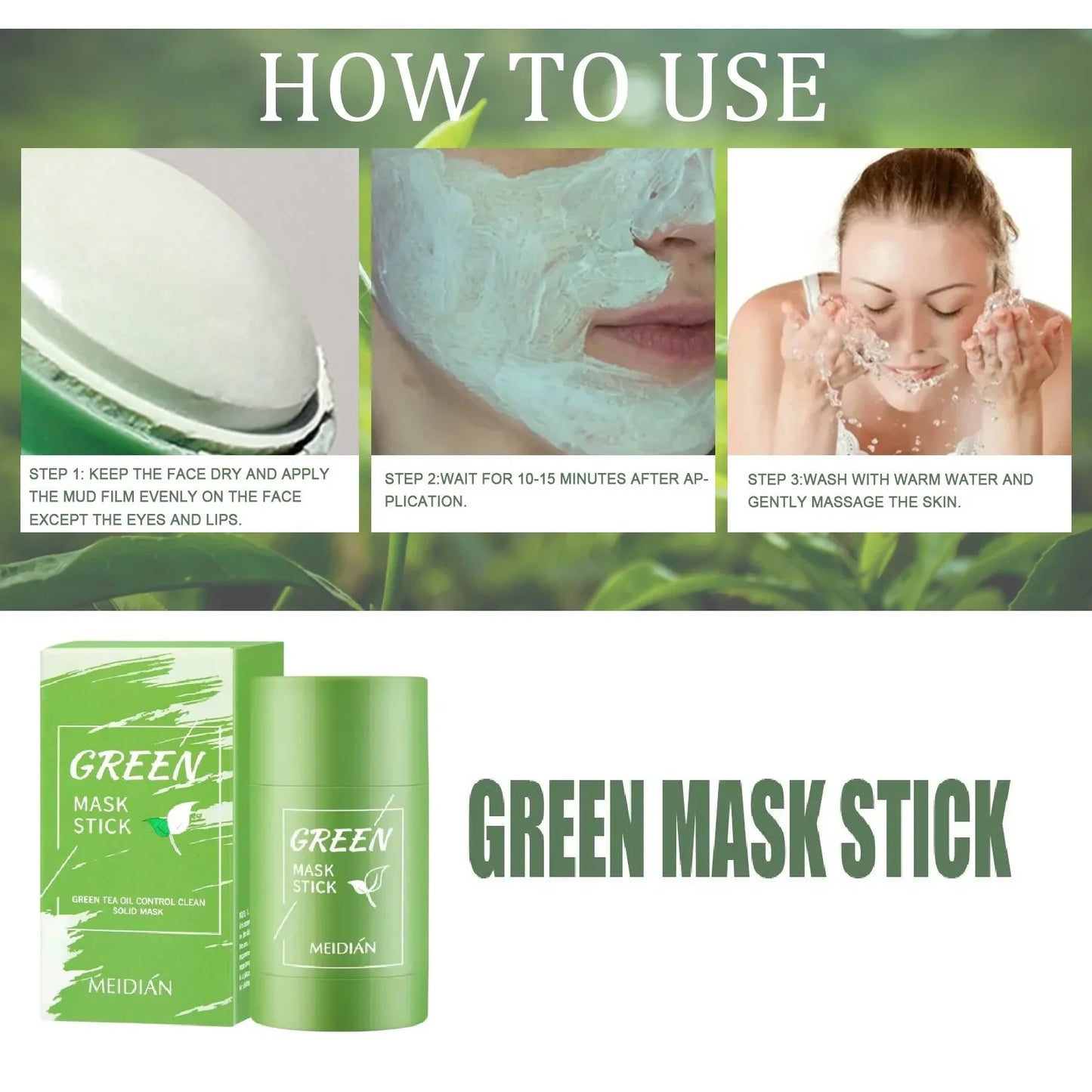 40ml Remove Blackhead Green Tea Solid Mask Clean Stick Mask Facial Dispel Acne Blemish Shrink Pores Korean Skin Care Multipack