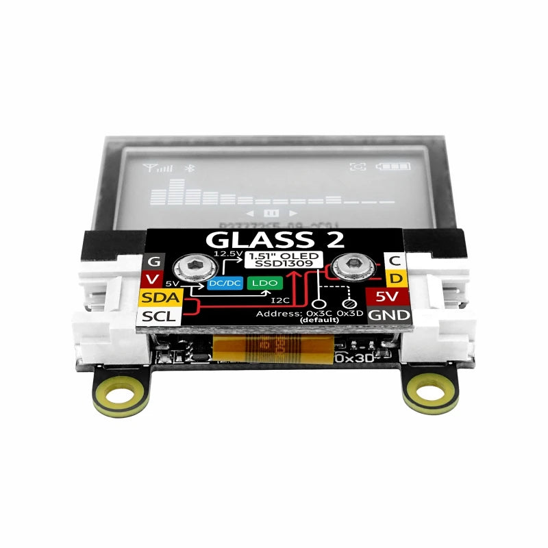 M5Stack Official Glass2 Unit with 1.51inch Transparent OLED