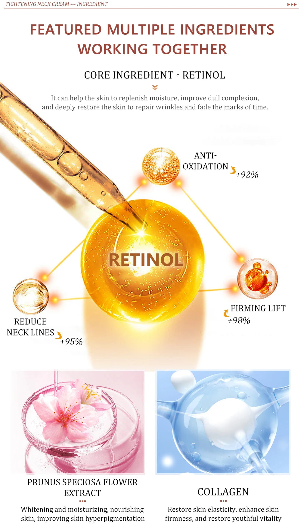 MOCILI Neck Cream Firming Anti Wrinkle Tightening Remove Dark Spot Whitening Massage Anti Aging Moisturizing Beauty Shape 50g