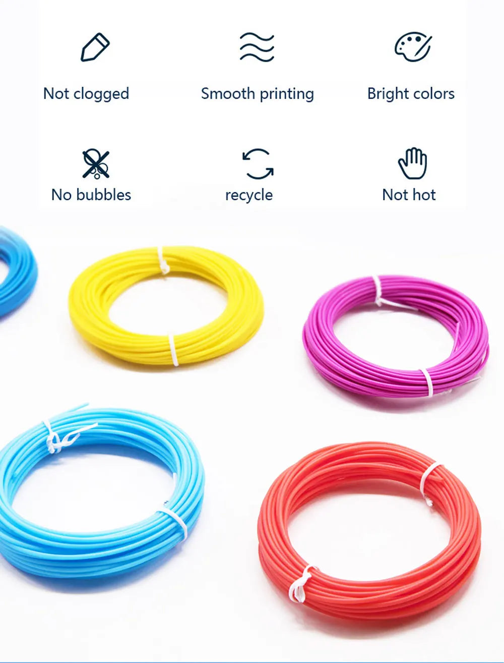 PCL Low Temperature 3D Pen Filament 1.75MM,Suitable For Low Temperature Children's 3D Pen, Bright Colors,Odorless and smokeless
