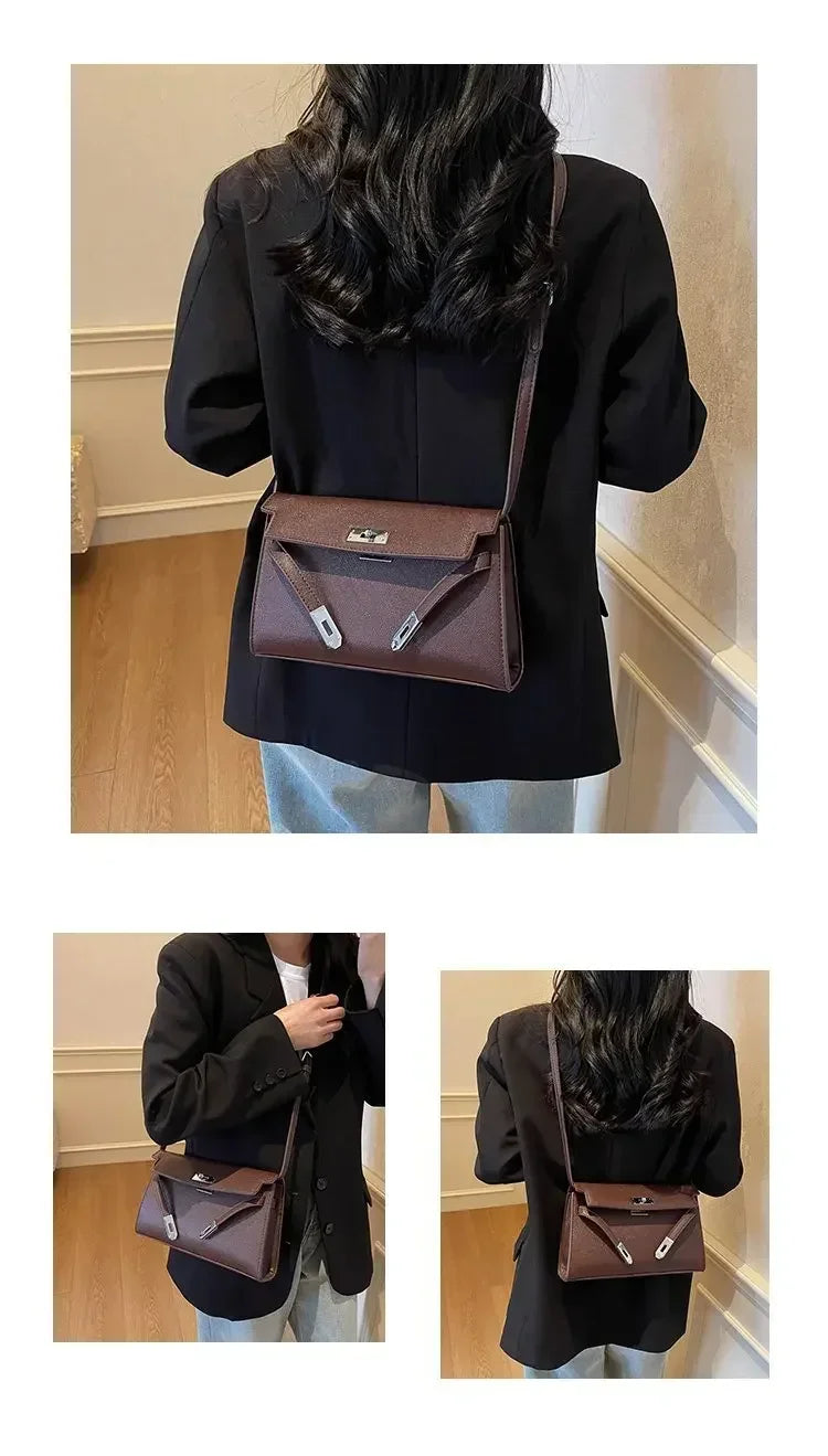 2025 New Designer Shoulder Bag Genuine Leather Crossbody Purse for Women Fashion Casual Office Handbag with Gold Chain Strap