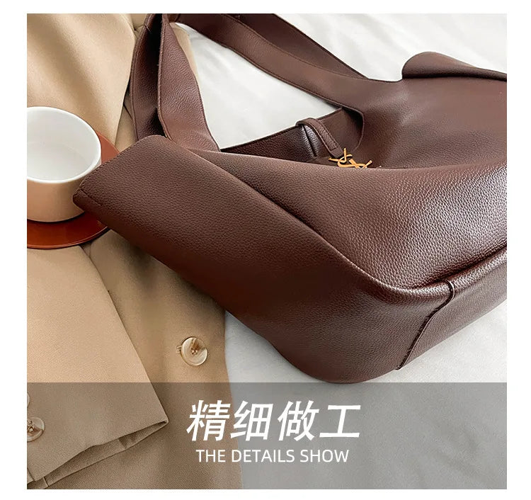 Luxury Shoulder Bag for Women 2025 - Minimalist Solid Color Tote, Spacious PU Leather Crossbody Purse, Elegant Underarm Handbag