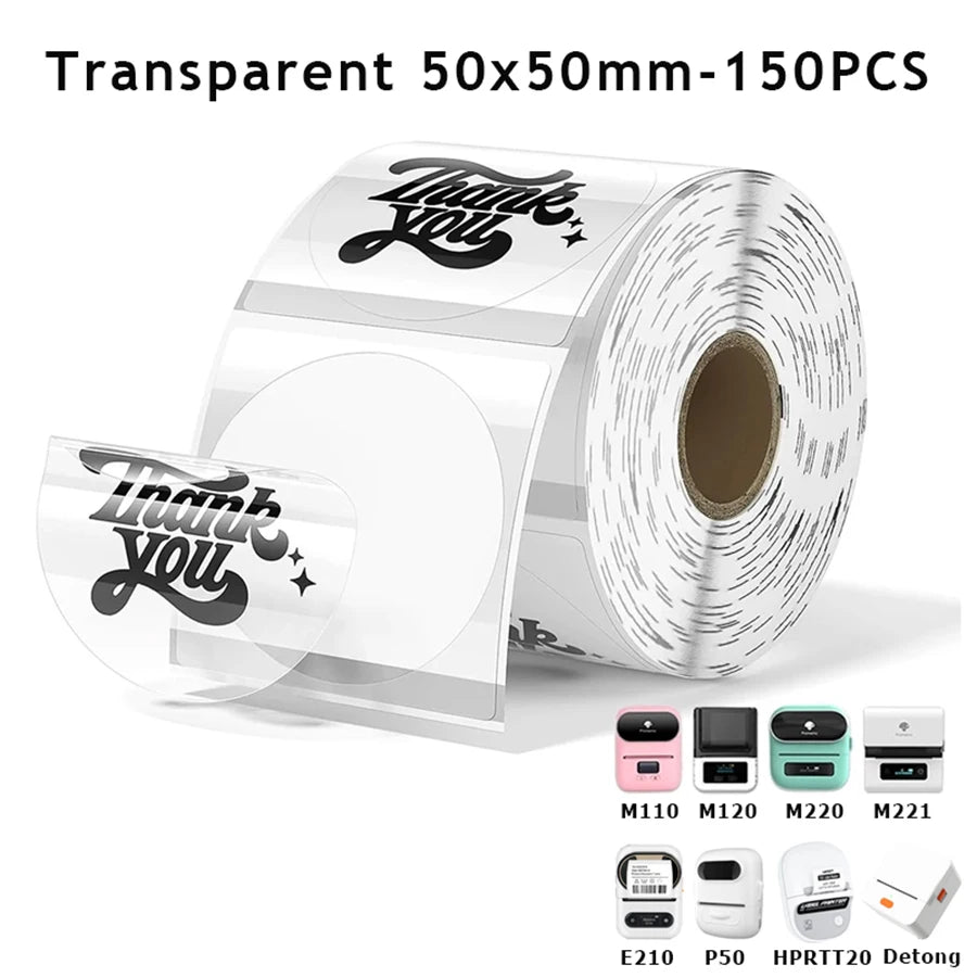 M110 Color Transparent Thermal Adhesive Label Roll,suit for phomemo M110/M200/M120/M220 E210 P50 DETONG P1
