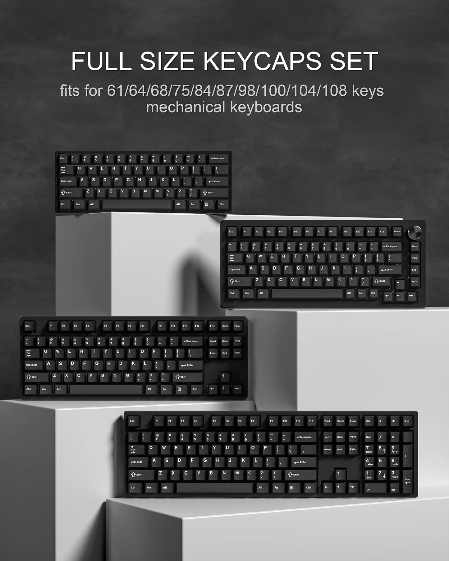 Womier 122 Keys Retro Black PBT Keycap Double Shot Cherry Profile Key caps for Cherry MX Switches Mechanical Gamer Keyboard