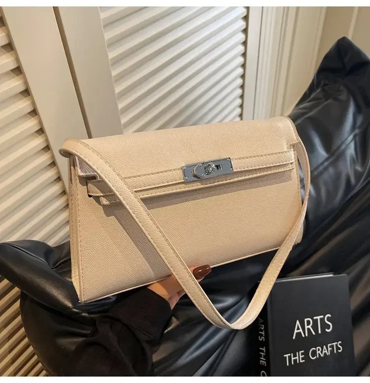 2025 New Designer Shoulder Bag Genuine Leather Crossbody Purse for Women Fashion Casual Office Handbag with Gold Chain Strap