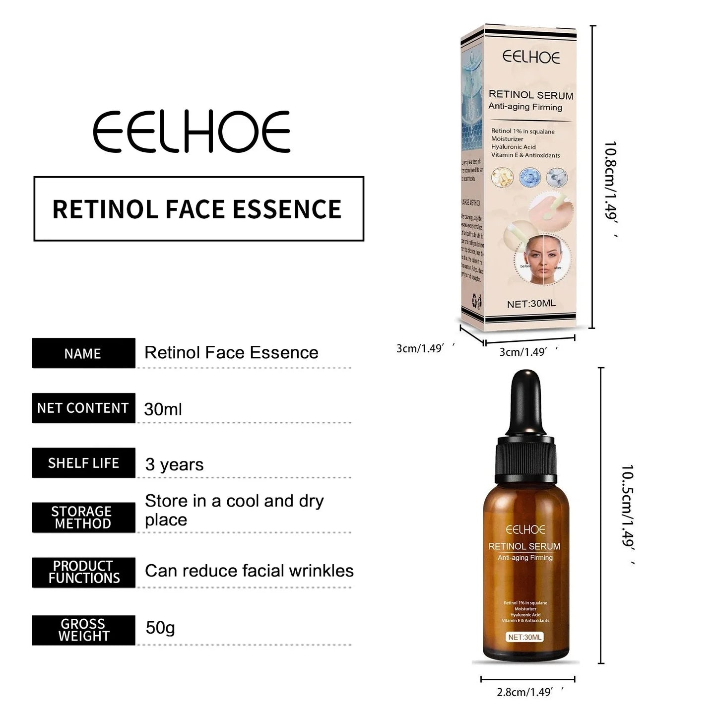 Retinol Anti Age Serum Anti-wrinkle Collagen Lifting Essence Lighten Fine Line Spots Brightening Moisturizing Facial Care