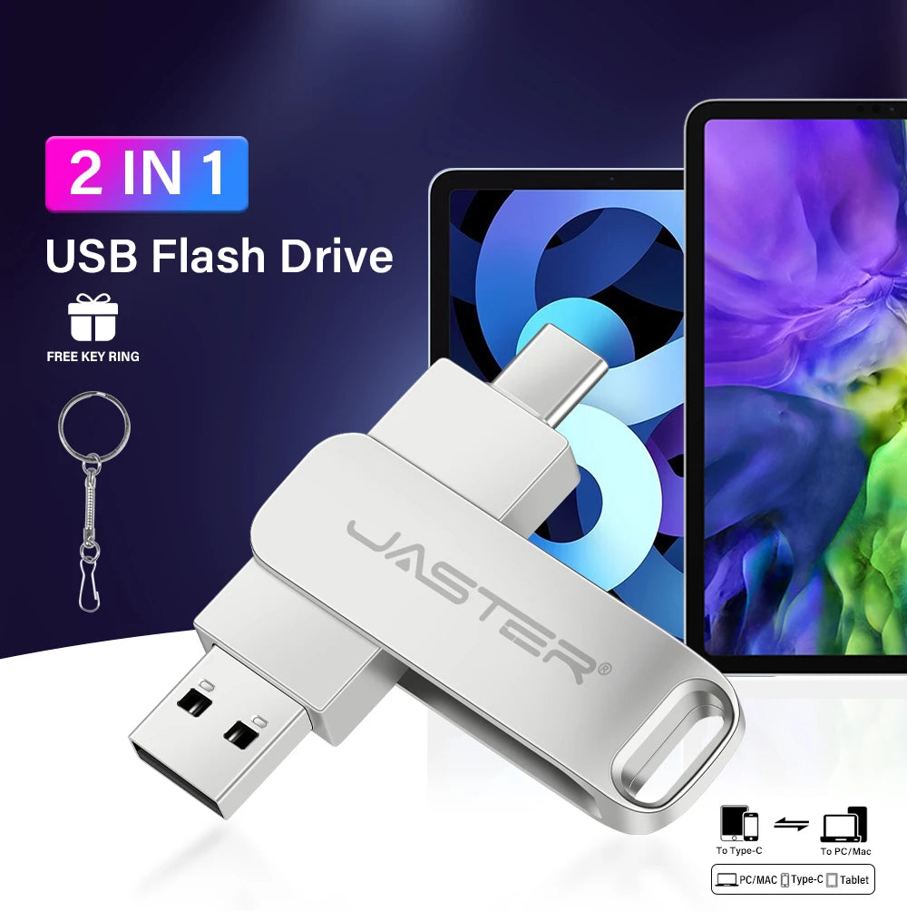 2 in 1 Otg TYPE-C USB-C Flash Pen Drive Metal Memory Stick Usb 2.0 Flash Disk 64G 2tb USB2.0 Dual C Pendrive flash drive 128gb
