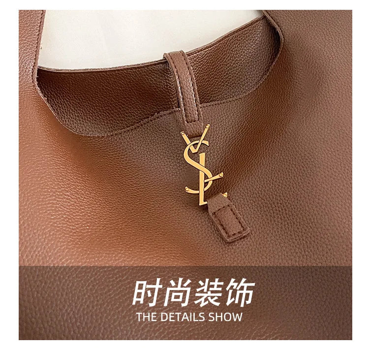 Luxury Shoulder Bag for Women 2025 - Minimalist Solid Color Tote, Spacious PU Leather Crossbody Purse, Elegant Underarm Handbag