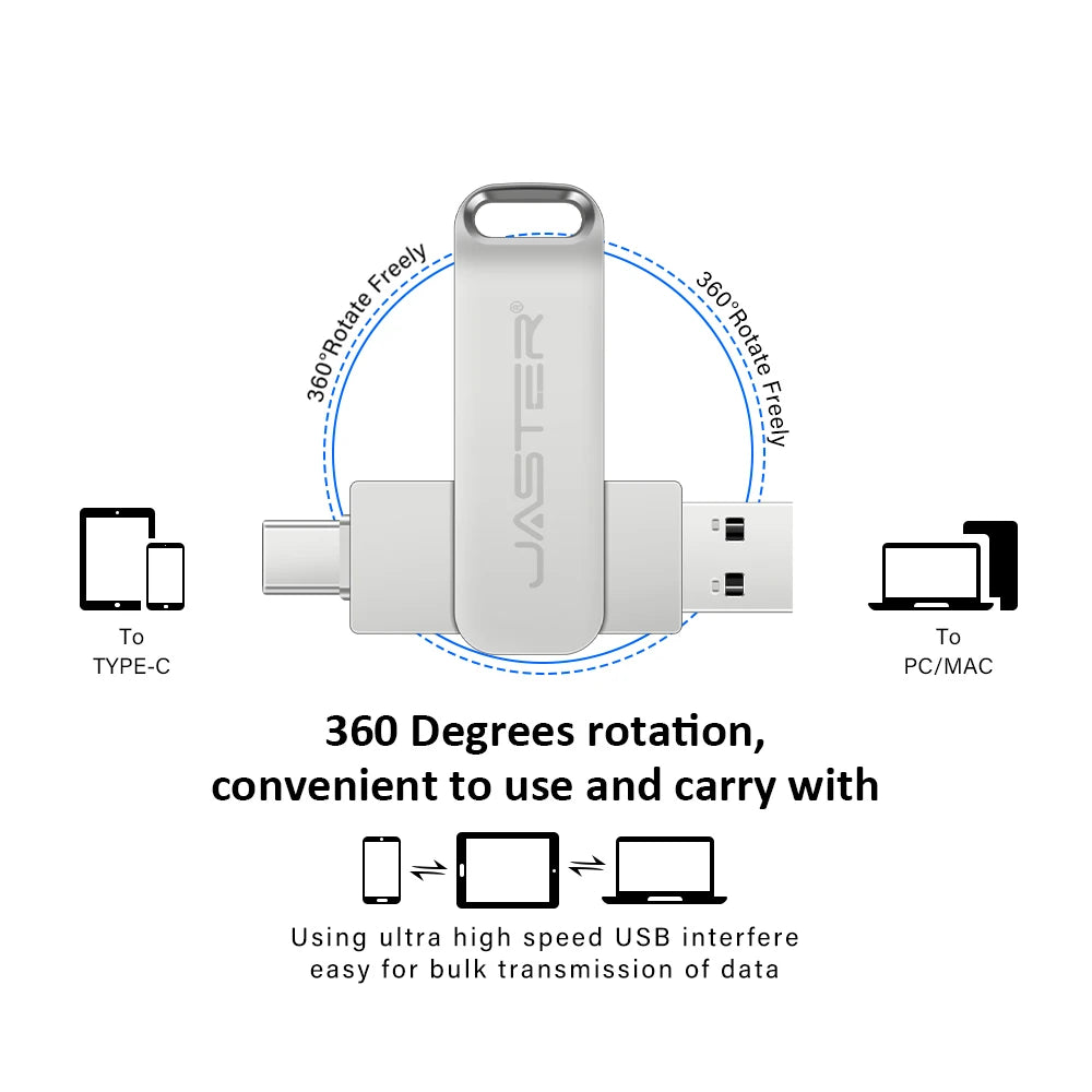 2 in 1 Otg TYPE-C USB-C Flash Pen Drive Metal Memory Stick Usb 2.0 Flash Disk 64G 2tb USB2.0 Dual C Pendrive flash drive 128gb